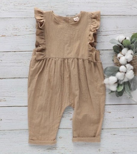Meisjes jumpsuit met ruches T2648