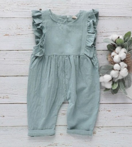Meisjes jumpsuit met ruches T2648