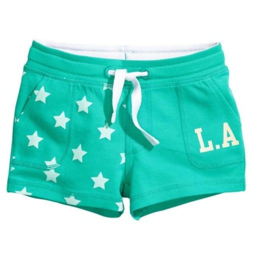 Meisjes shorts L.A met sterren - Groen