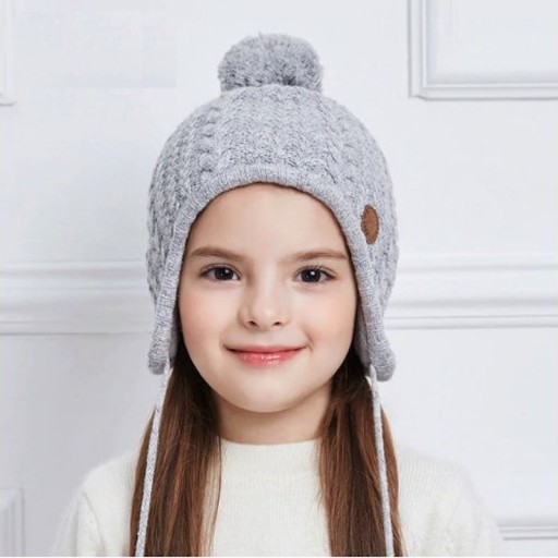 Meisjes wintermuts met pompon J624