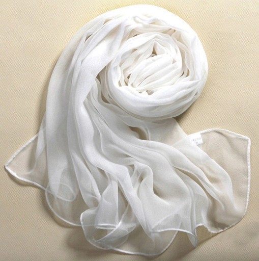Měkký hedvábný šátek - Bílý