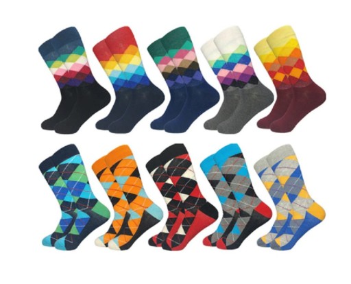 Men's Colourful Socks - 10 Pairs