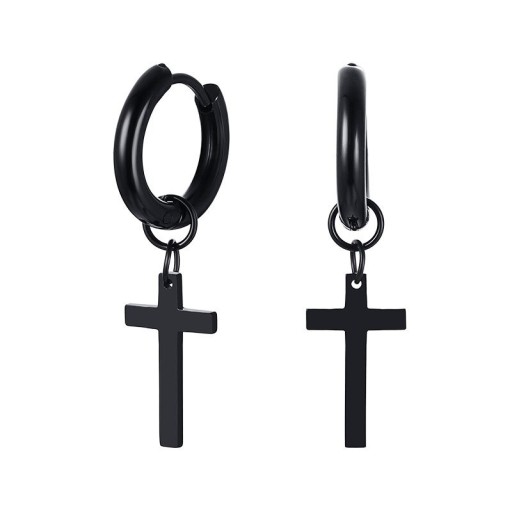 Men's Hoop Earrings with Cross