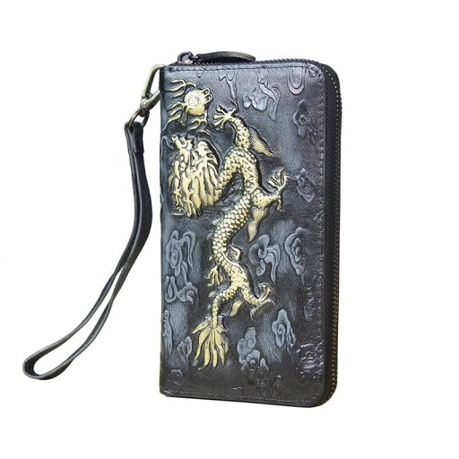 Men's Leather Wallet with Dragon