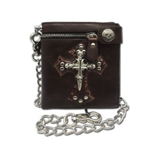 Men's Leather Wallet with Skulls