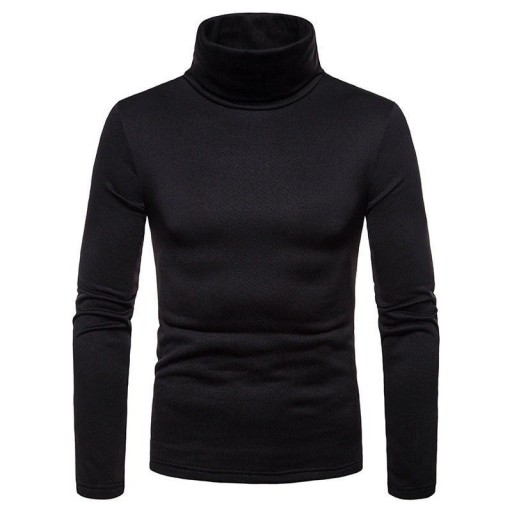 Men's Long Sleeve Roll Neck Slim Fit Plain Knitted Sweater Elegant Fashion Apparel Autumn Winter Sweater Polyester