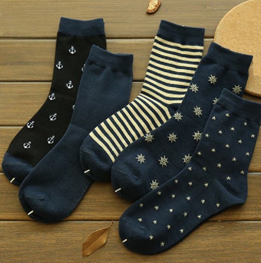 Men's Nautical Socks - 5 Pairs