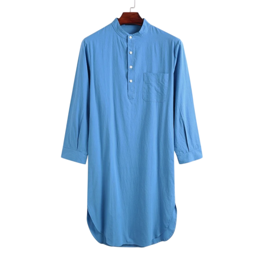Men's Pyjama Nightshirt Long Sleeve Button Fastening Comfortable Fit Cotton Polyester Home Wear and Sleep