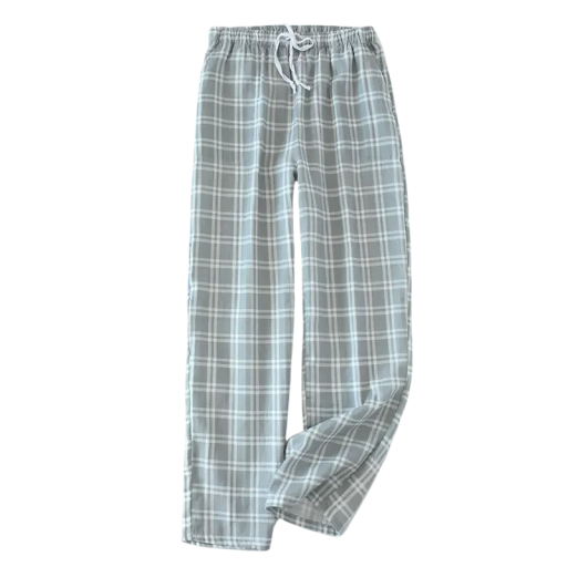 Men's Pyjama Trouser Set Check Pattern Adjustable Waist Cotton Comfortable Home Wear Sleeping and Relaxation