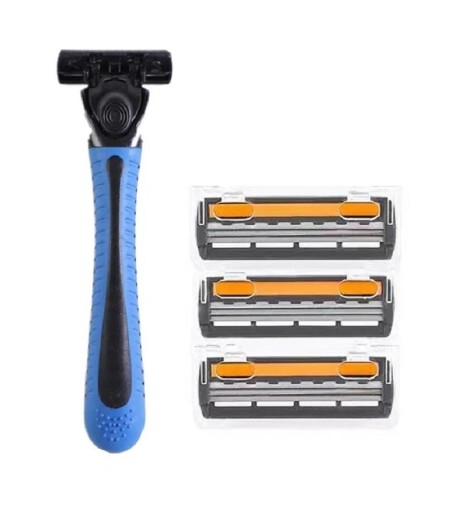 Men's Razor with Replacement Triple-Blade Heads Handle with Four Replacement Heads Razor with Replaceable Blades