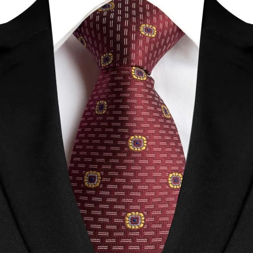 Men's Red Patterned Tie 145 x 8 cm Elegant Tie Stylish Men's Accessory Business and Social Events Quality Material