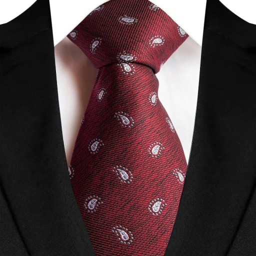 Men's Red Tie with Pattern 145 x 8 cm Quality Material Elegant Tie Stylish Men's Accessory Business and Social Events
