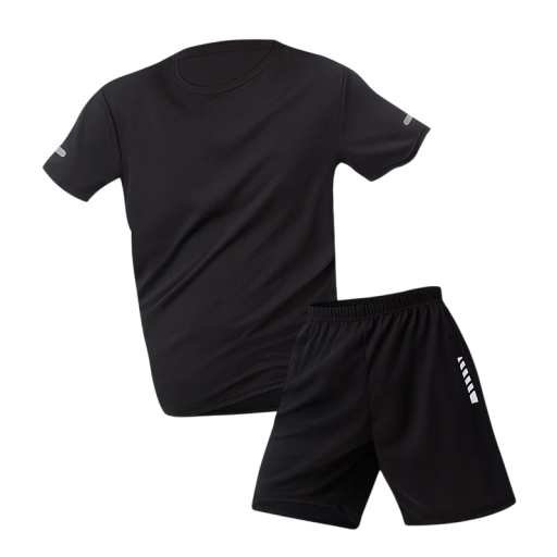 Men's Sports Set T-Shirt and Shorts Two-Piece Set with Short Sleeves and Elastic Waist Polyester For Running, Fitness and Sports