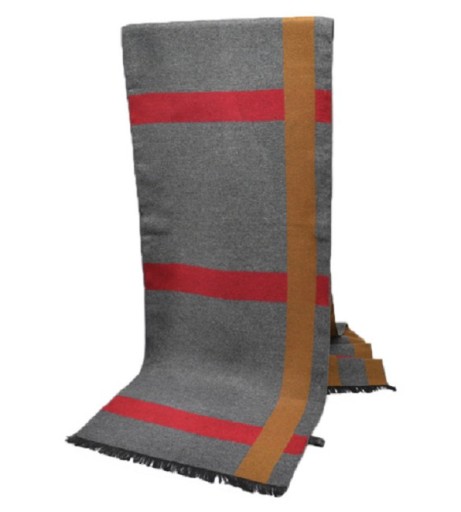 Men's Striped Scarf - Grey