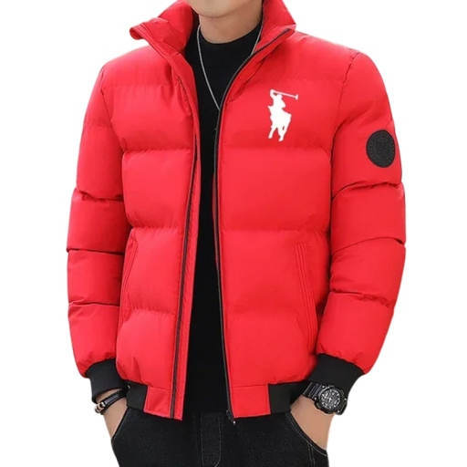 Men's Winter Jacket Windproof Design Zip Fastening Polyester Embroidery on Chest Practical Pockets Warm Comfortable Winter Wear Cold Protection