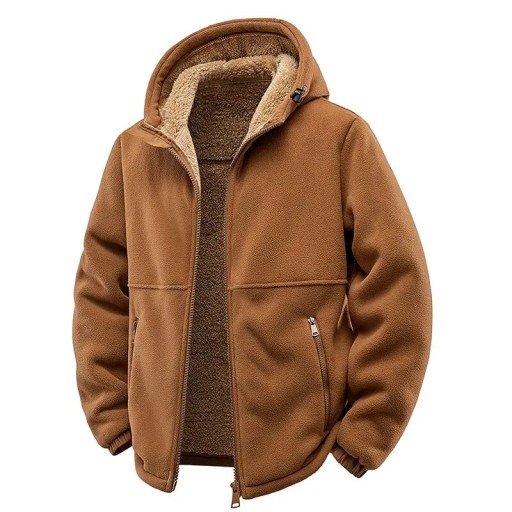 Men's Winter Jacket Windproof Design Zip Fastening Practical Pockets Hood Cashmere Lining Warm Comfortable Winter Wear for Winter Season