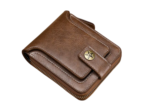 Men's Zip Wallet 12 x 9.5 cm PU Leather Neutral Colour Card Slots with Snap Coin Pocket Elegant and Practical Wallet for Men