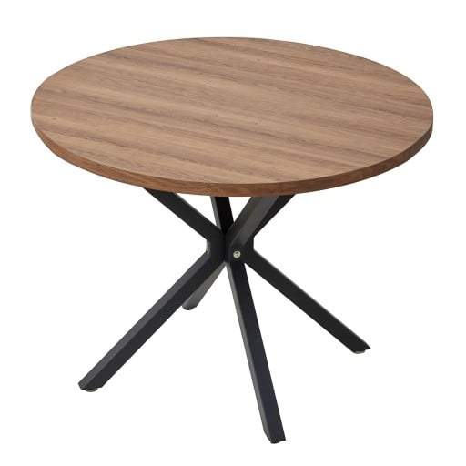 Mesa de comedor redonda 100 x 76,5 cm con cuatro patas cuadradas cruzadas en forma de X Mesa de cocina sin marco debajo de la superficie