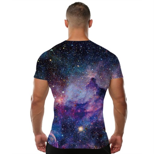 Męska elastyczna koszulka z nadrukiem - Space