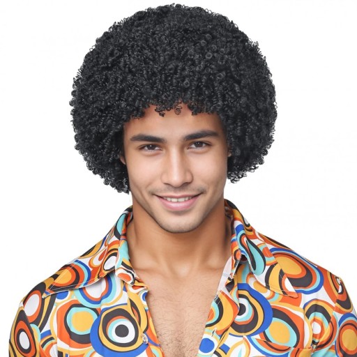 Męska retro syntetyczna peruka krótka rolka wybuchowa głowa 30 cm hip-hop disco wysokotemperaturowe włókno kostium cosplay Halloween impreza