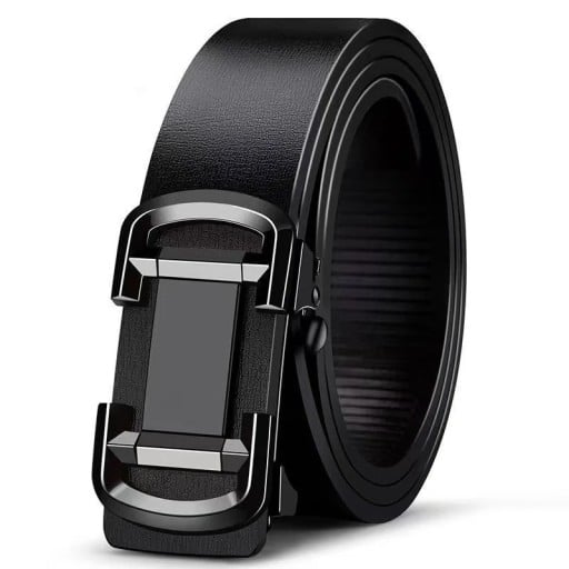 Męski pasek ze skóry naturalnej Czarny elegancki automatyczny pasek metalowy Szerokość 3,8 cm Regulowany pasek skórzany do garnituru