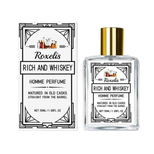Męski perfum o zapachu whisky 50 ml feromonowa kompozycja długotrwały elegancki zapach szklana butelka ze złotą nakrętką do codziennego użytku