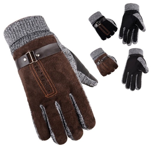 Męskie kaszmirowe rękawiczki na zimę J1470