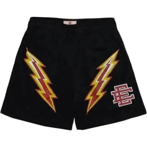 Męskie siateczkowe spodenki sportowe do ćwiczeń, luźne letnie spodenki z elastycznym pasem, spodenki treningowe z nadrukiem Lightning
