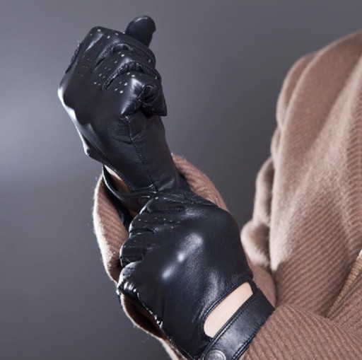 Męskie skórzane rękawiczki rekreacyjne - czarne