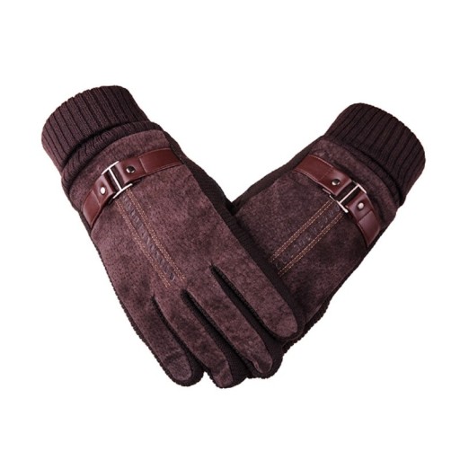 Męskie zimowe rękawiczki z paskiem