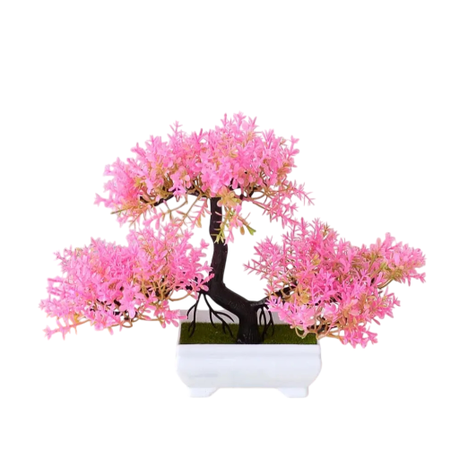 Mesterséges bonsai fa 20x18 cm cserépben Hamis virág Otthoni dekoráció Kis bonsai fa lakberendezési valósághű növényápolás nélkül