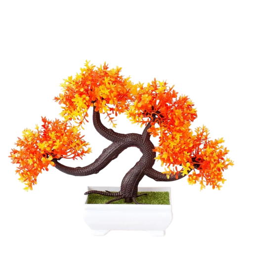 Mesterséges bonsai fa magassága 21 cm Bonsai cserépben Kis műfa Hamis virág Lakásdekoráció Lakásba vagy irodába