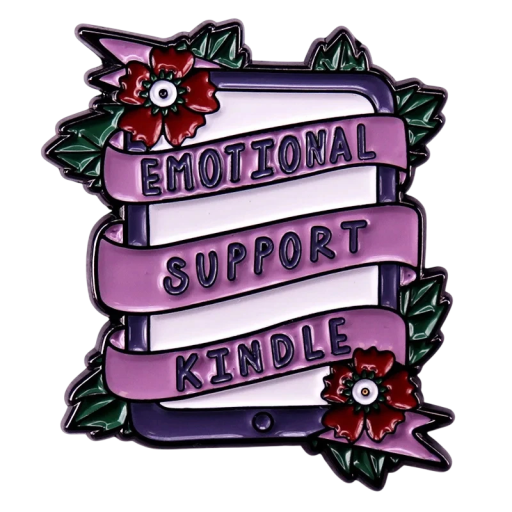 Metal Book Reader Brooch with Text Emotional Support Kindle Metal Pin Colourful Badge for Clothing Backpack Bag Library Motif