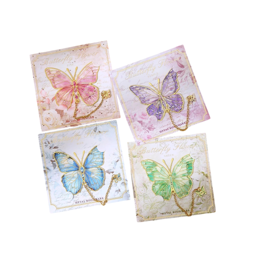 Metal Butterfly Bookmark on Chain 9.4 x 5.1 cm Colourful Decorative Reading Accessory