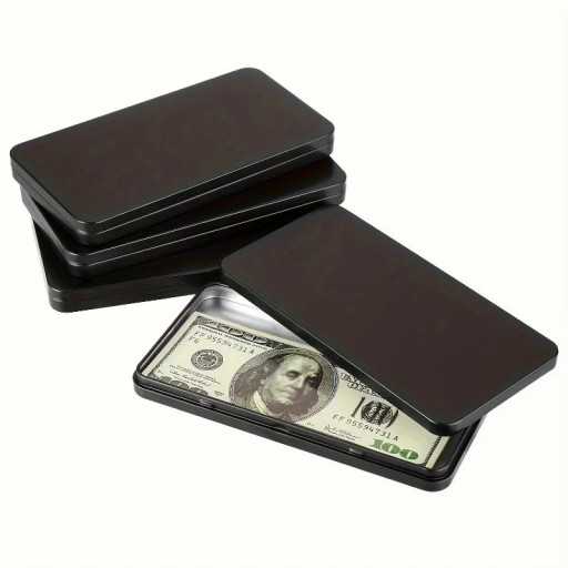 Metal Cash Organiser 9 x 17 x 1.5 cm Banknote Box with Lid Slim Portable Money Holder