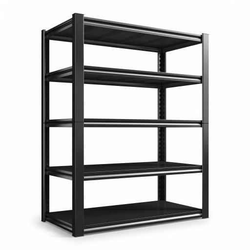 Metal Shelf 5 Shelves 198 x 120 x 50 cm Load Capacity 50 kg per Shelf Adjustable Shelf Height Black For Garage and Storage