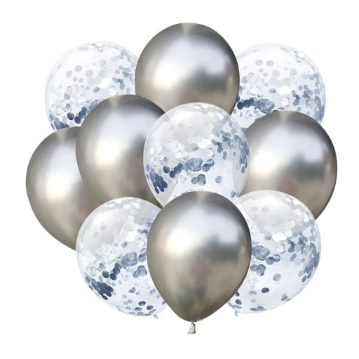 Metallic ballonnen met confetti 10 stuks