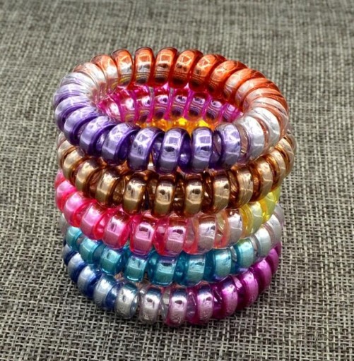 Metallic Spiral Hair Ties - 5 pcs