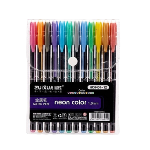 Metallisk gelpen 12 stk.