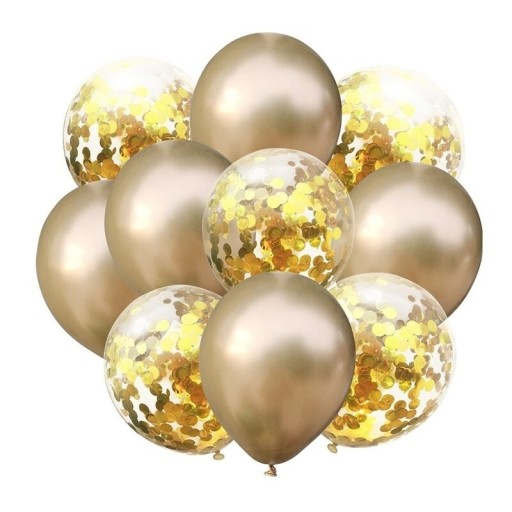 Metalliske balloner med konfetti 10 stk.