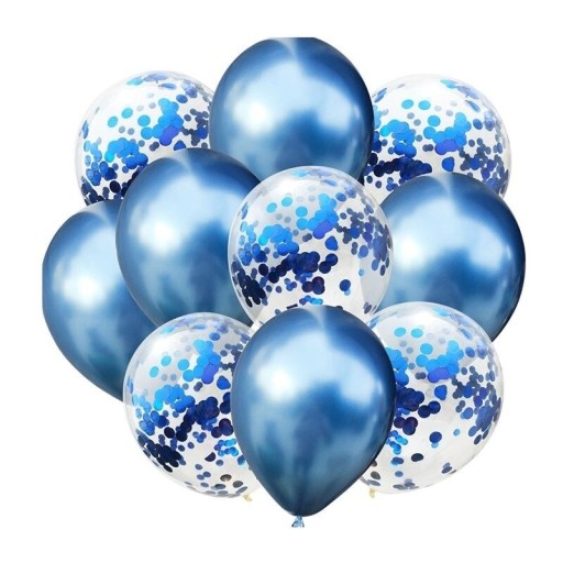 Metalliske balloner med konfetti 10 stk.