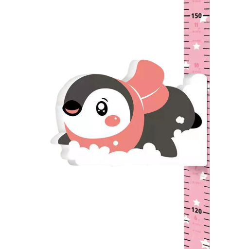 Metro per bambini da parete 65 - 185 cm 3D misuratore di altezza magnetico con pinguino decorazione da parete carina per misurare la crescita