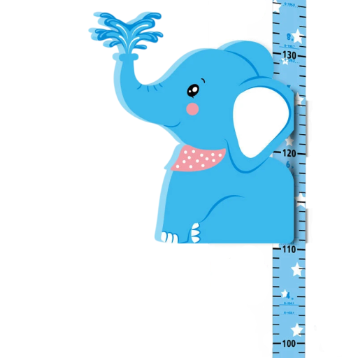 Metro per bambini da parete 65 - 185 cm misuratore di altezza magnetico 3D con elefante blu decorazione da parete carina per la stanza dei bambini