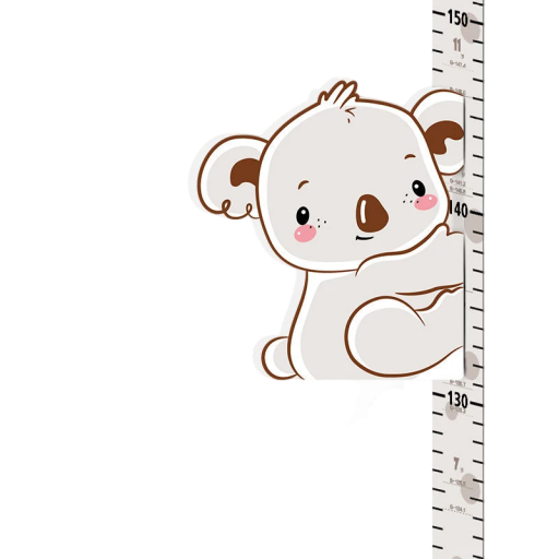 Metru de perete pentru copii 65 - 185 cm 3D cu magnet, înălțime cu urs koala, decoratiune de perete drăguță pentru măsurarea creșterii copiilor