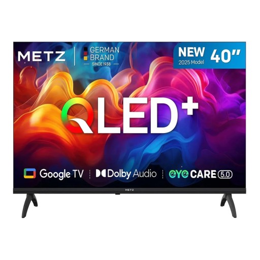Metz MQF7000Z QLED+ Smart TV 40" Google TV-vel és Dolby Audio HDR10 és HLG Bluetooth 5.1 Szemvédelem Nappaliba és hálószobába