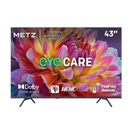 Metz MUF7000Z Smart TV 43" 4K UHD Google TV-vel és Dolby Audio-val HDR10 HLG és MEMC Szemvédő a nappaliba és a hálószobába