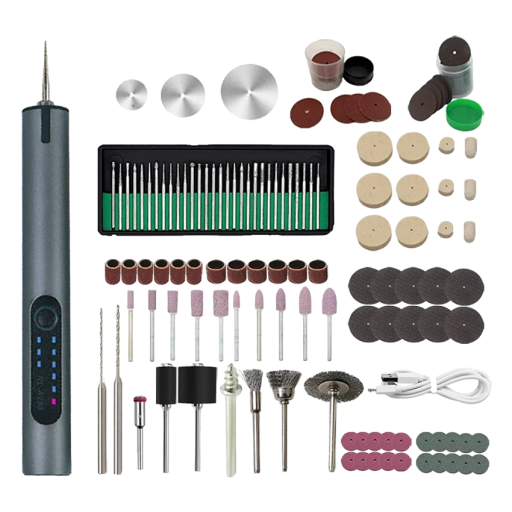 Meuleuse électrique mini avec accessoires 182 pcs Perceuse électrique 500 mAh 3,7 V 12 x 1,6 cm Micro-meuleuse Outil multifonction