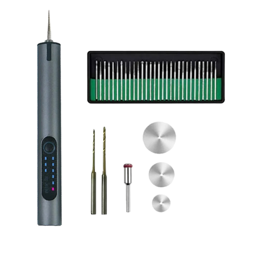 Meuleuse électrique mini avec accessoires 36 pièces Perceuse électrique 500 mAh 3,7 V 12 x 1,6 cm Micro-meuleuse Outil multifonction