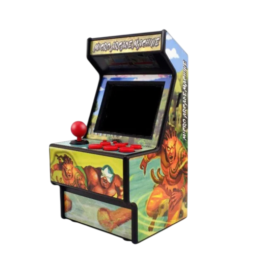 Micro arcade machine with a 2.8 display, 156 games, 16-bit graphics, dimensions 8.5 x 16 x 9 cm, mini retro console for children and gamers
