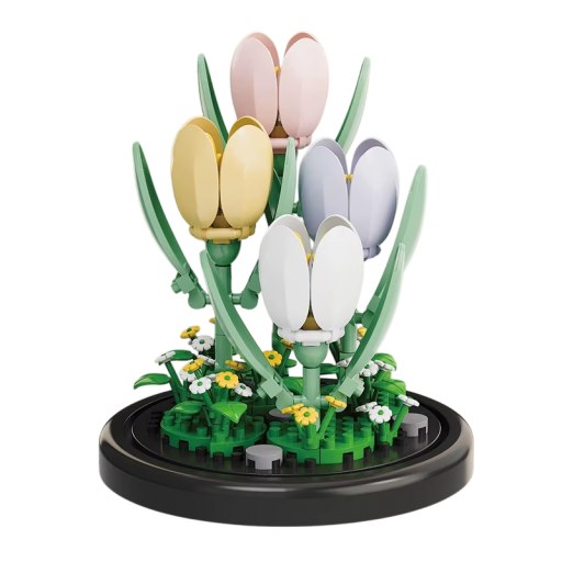 Micro construction set de tulipes 85 x 85 x 96 mm 173 pcs Modèle floral en pot Décoration intérieure pour le plaisir Kit créatif pour enfants